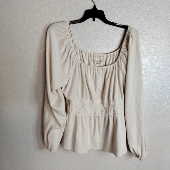 NWT Madewell Plush Smocked Square-Neck Top sz L - Picture 2 of 8